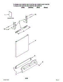 Door And Panel Parts parts for Kenmore Dishwasher 665.13124K702 (66513124K702, 665 13124K702) from AppliancePartsPros.com