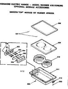 Optional Smooth Top Module Kit No. 4998030 parts for Kenmore Range 628.9398390 (6289398390, 628 9398390) from AppliancePartsPros.com