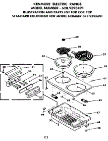 Coil Top parts for Kenmore Range 628.9398491 (6289398491, 628 9398491) from AppliancePartsPros.com