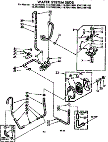Water System Suds parts for Kenmore Washer 110.72491400 (11072491400, 110 72491400) from AppliancePartsPros.com