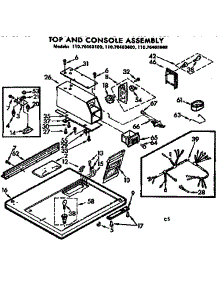 Top And Console Assembly parts for Kenmore Dryer 110.76403100 (11076403100, 110 76403100) from AppliancePartsPros.com