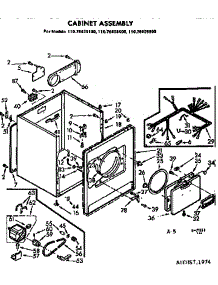 Cabinet Asm parts for Kenmore Dryer 110.76405400 (11076405400, 110 76405400) from AppliancePartsPros.com