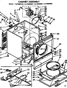 Cabinet Assembly parts for Kenmore Dryer 110.76693100 (11076693100, 110 76693100) from AppliancePartsPros.com
