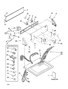 Top And Console Parts parts for Kenmore Dryer 110.76732500 (11076732500, 110 76732500) from AppliancePartsPros.com
