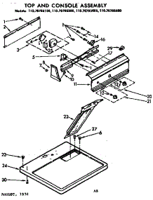 Top & Console Assembly parts for Kenmore Dryer 110.76785600 (11076785600, 110 76785600) from AppliancePartsPros.com