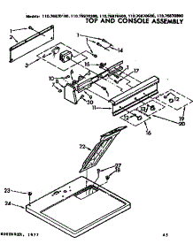 Top And Console Assembly parts for Kenmore Dryer 110.76870600 (11076870600, 110 76870600) from AppliancePartsPros.com