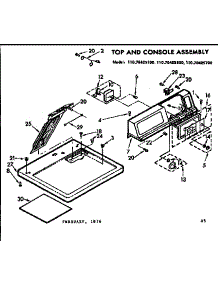Top And Console Assembly parts for Kenmore Dryer 110.76425100 (11076425100, 110 76425100) from AppliancePartsPros.com