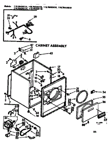 Cabinet Assembly parts for Kenmore Dryer 110.7643011A (1107643011A, 110 7643011A) from AppliancePartsPros.com