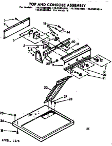 Top And Console Assembly parts for Kenmore Dryer 110.7643011B (1107643011B, 110 7643011B) from AppliancePartsPros.com