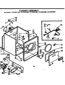 Cabinet Assembly parts for Kenmore Dryer 110.76431400 (11076431400, 110 76431400) from AppliancePartsPros.com