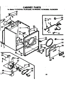 Cabinet Parts parts for Kenmore Dryer 110.76433420 (11076433420, 110 76433420) from AppliancePartsPros.com