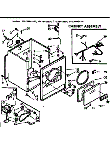 Cabinet Assembly parts for Kenmore Dryer 110.76440420 (11076440420, 110 76440420) from AppliancePartsPros.com
