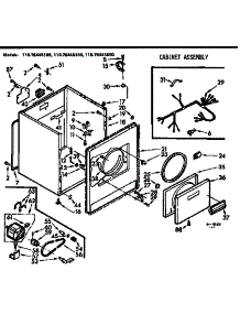 Cabinet Assembly parts for Kenmore Dryer 110.76445100 (11076445100, 110 76445100) from AppliancePartsPros.com