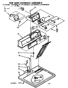 Top And Console Asm parts for Kenmore Dryer 110.76450610 (11076450610, 110 76450610) from AppliancePartsPros.com