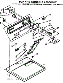 Top And Console Assembly parts for Kenmore Dryer 110.76455600 (11076455600, 110 76455600) from AppliancePartsPros.com