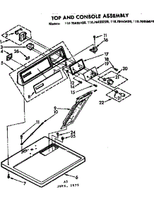 Top And Console Assembly parts for Kenmore Dryer 110.76455620 (11076455620, 110 76455620) from AppliancePartsPros.com