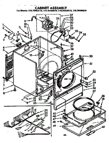 Cabinet Asm parts for Kenmore Dryer 110.76460210 (11076460210, 110 76460210) from AppliancePartsPros.com