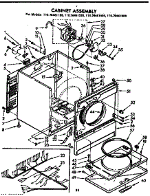 Cabinet Asm parts for Kenmore Dryer 110.76461220 (11076461220, 110 76461220) from AppliancePartsPros.com