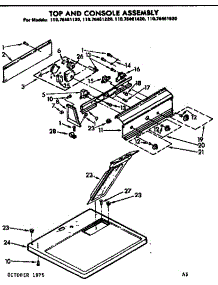 Top And Console Assembly parts for Kenmore Dryer 110.76461420 (11076461420, 110 76461420) from AppliancePartsPros.com