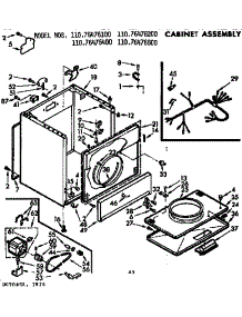 Cabinet Assembly parts for Kenmore Dryer 110.76476100 (11076476100, 110 76476100) from AppliancePartsPros.com