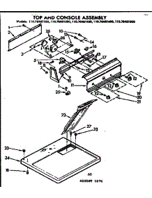 Top And Console Assembly parts for Kenmore Dryer 110.76481400 (11076481400, 110 76481400) from AppliancePartsPros.com