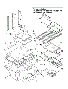 Shelf Parts parts for Kenmore Refrigerator 106.76249400 (10676249400, 106 76249400) from AppliancePartsPros.com