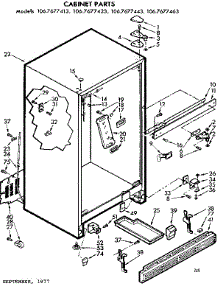 Cabinet Parts parts for Kenmore Refrigerator 106.7677443 (1067677443, 106 7677443) from AppliancePartsPros.com