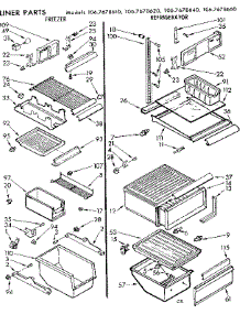 Liner Parts parts for Kenmore Refrigerator 106.7678610 (1067678610, 106 7678610) from AppliancePartsPros.com