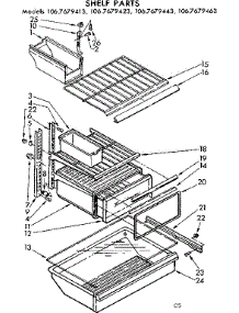 Shelf Parts parts for Kenmore Refrigerator 106.7679413 (1067679413, 106 7679413) from AppliancePartsPros.com