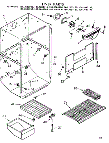 Liner Parts parts for Kenmore Refrigerator 106.7683110 (1067683110, 106 7683110) from AppliancePartsPros.com