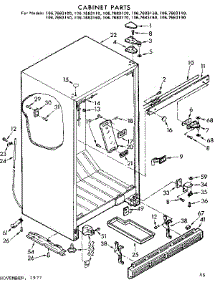 Cabinet Parts parts for Kenmore Refrigerator 106.7683110 (1067683110, 106 7683110) from AppliancePartsPros.com