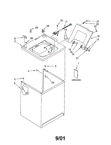 Top And Cabinet parts for Kenmore Washer 110.22692101 (11022692101, 110 22692101) from AppliancePartsPros.com