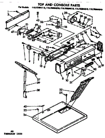 Top And Console Parts parts for Kenmore Dryer 110.76894210 (11076894210, 110 76894210) from AppliancePartsPros.com