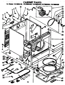 Cabinet Parts parts for Kenmore Dryer 110.76894630 (11076894630, 110 76894630) from AppliancePartsPros.com