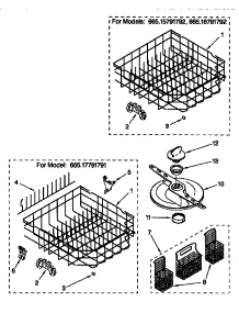 Lower Dishrack parts for Kenmore Dishwasher 665.15791792 (66515791792, 665 15791792) from AppliancePartsPros.com