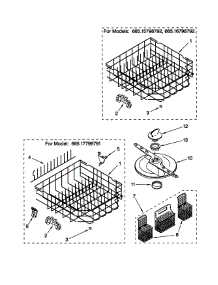 Lower Dishrack parts for Kenmore Dishwasher 665.15798792 (66515798792, 665 15798792) from AppliancePartsPros.com
