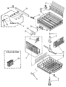 Dishrack parts for Kenmore Dishwasher 665.1580590 (6651580590, 665 1580590) from AppliancePartsPros.com