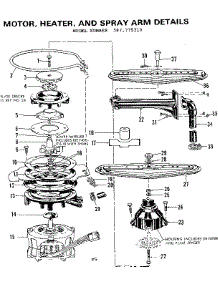 Motor, Heater, And Spray Arm Details parts for Kenmore Dishwasher 587.775310 (587775310, 587 775310) from AppliancePartsPros.com