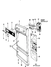 Door Details parts for Kenmore Dishwasher 587.775310 (587775310, 587 775310) from AppliancePartsPros.com
