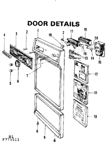 Door Details parts for Kenmore Dishwasher 587.775511 (587775511, 587 775511) from AppliancePartsPros.com