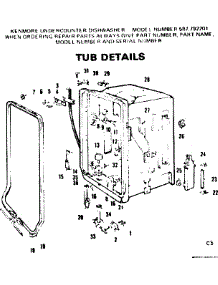 Tub Details parts for Kenmore Dishwasher 587.792201 (587792201, 587 792201) from AppliancePartsPros.com
