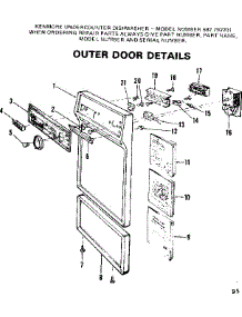 Outer Door Details parts for Kenmore Dishwasher 587.792201 (587792201, 587 792201) from AppliancePartsPros.com