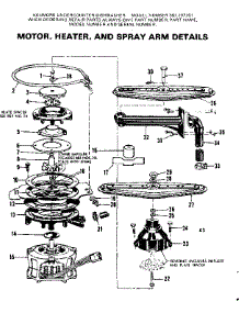 Motor, Heater, And Spray Arm Details parts for Kenmore Dishwasher 587.792201 (587792201, 587 792201) from AppliancePartsPros.com
