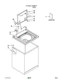 Top And Cabinet Parts parts for Kenmore Washer 110.5062110 (1105062110, 110 5062110) from AppliancePartsPros.com