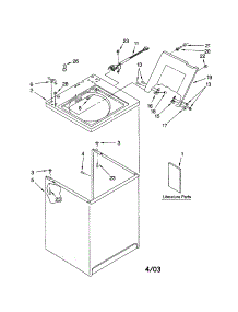 Top And Cabinet parts for Kenmore Washer 110.24432300 (11024432300, 110 24432300) from AppliancePartsPros.com