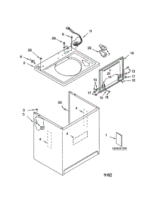 Top And Cabinet parts for Kenmore Washer 110.23034101 (11023034101, 110 23034101) from AppliancePartsPros.com