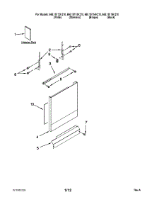 Door And Panel Parts parts for Kenmore Dishwasher 665.15119K210 (66515119K210, 665 15119K210) from AppliancePartsPros.com