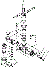 Pump And Spray Arm parts for Kenmore Dishwasher 665.1514591 (6651514591, 665 1514591) from AppliancePartsPros.com