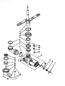 Pump And Spray Arm parts for Kenmore Dishwasher 665.1514594 (6651514594, 665 1514594) from AppliancePartsPros.com