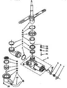 Pump And Spray Arm Parts parts for Kenmore Dishwasher 665.1544590 (6651544590, 665 1544590) from AppliancePartsPros.com